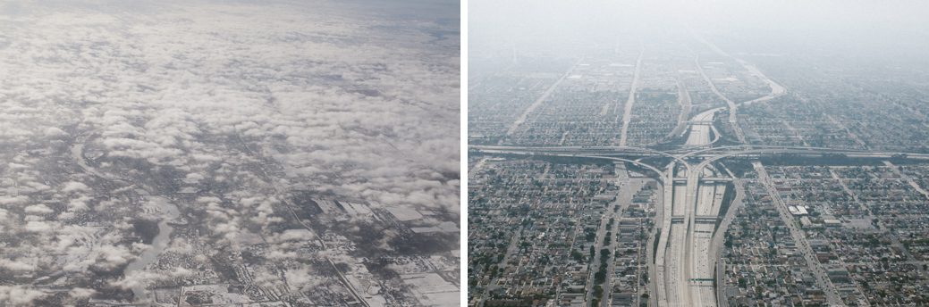 Chicago and Los Angeles from the air