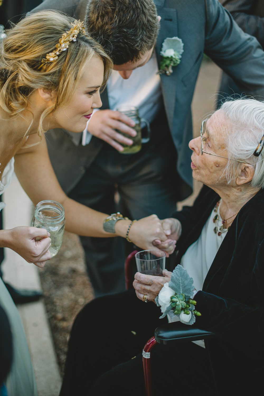 Bride talking with grandmother