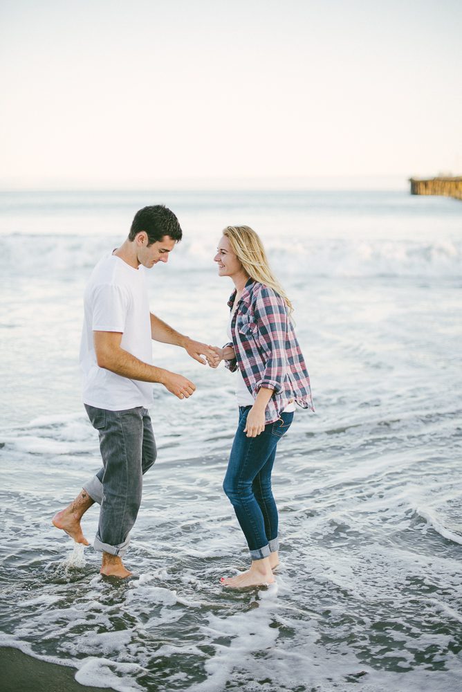 Engagement photos at Shell Beach at Sunset
