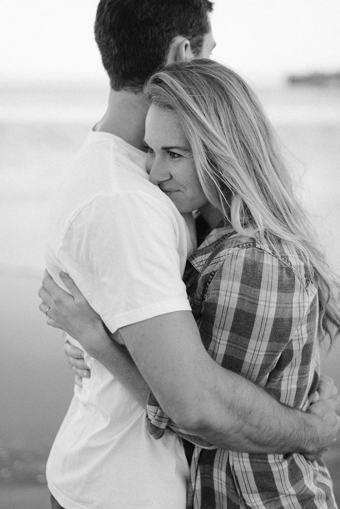 Black and White Engagement Photo at Shell Beach