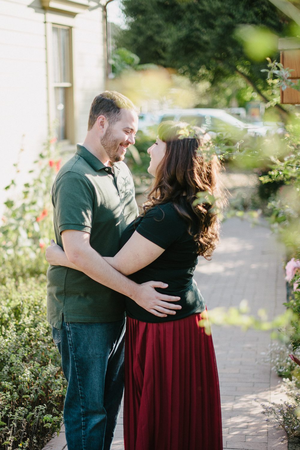 Engagement photography in Cambria California couple in garden