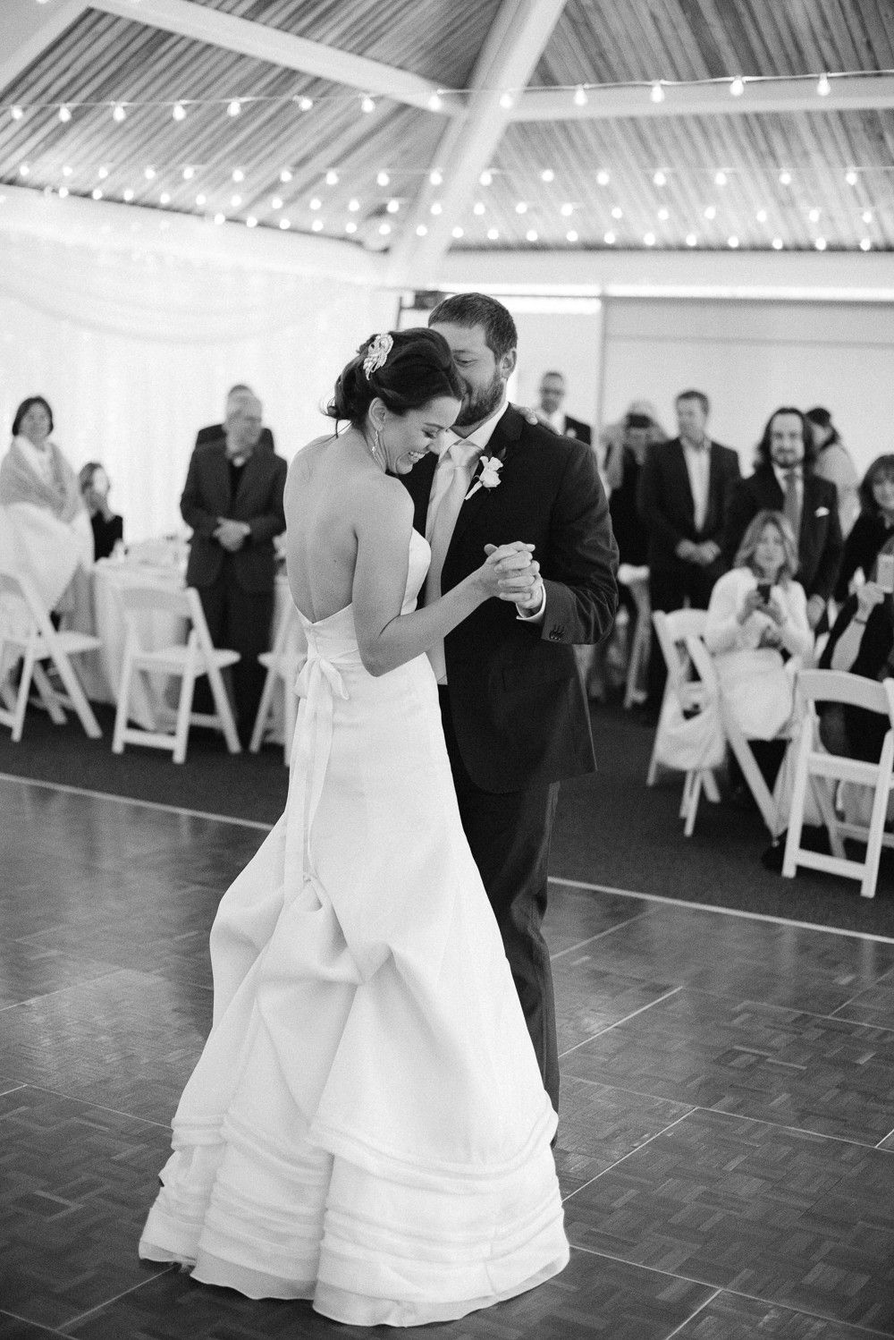 black and white of the first dance
