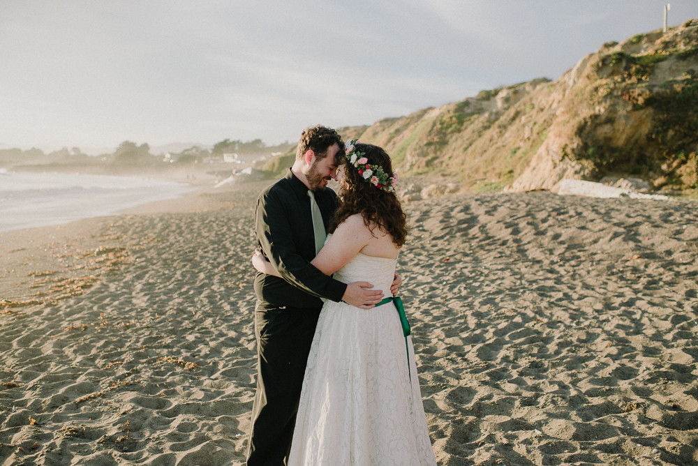 bride and groom at sunset photos in cambria california