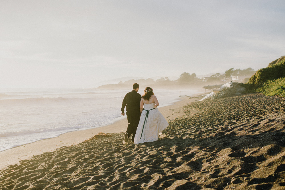bride and groom at sunset photos in cambria california